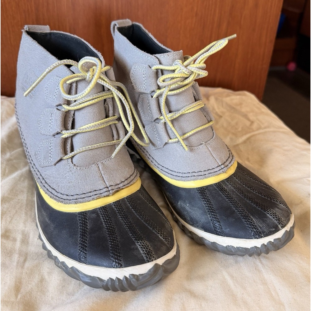 SOREL Women's Chukka Ankle Boots Lace-Up Waterproof Rubber Gray/Black US 8.5